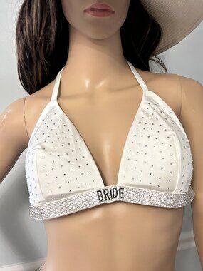 Victoria's Secret Swim BRIDE Rhinestone Bikini Top Only Size XL